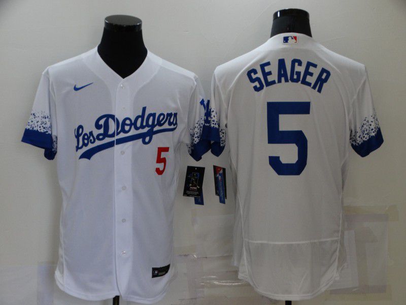 Men Los Angeles Dodgers #5 Seager White City Edition Elite Nike 2021 MLB Jersey